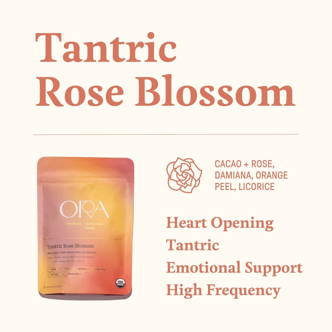Tantric Rose Blossom ceremonial cacao kit for spiritual ceremonies