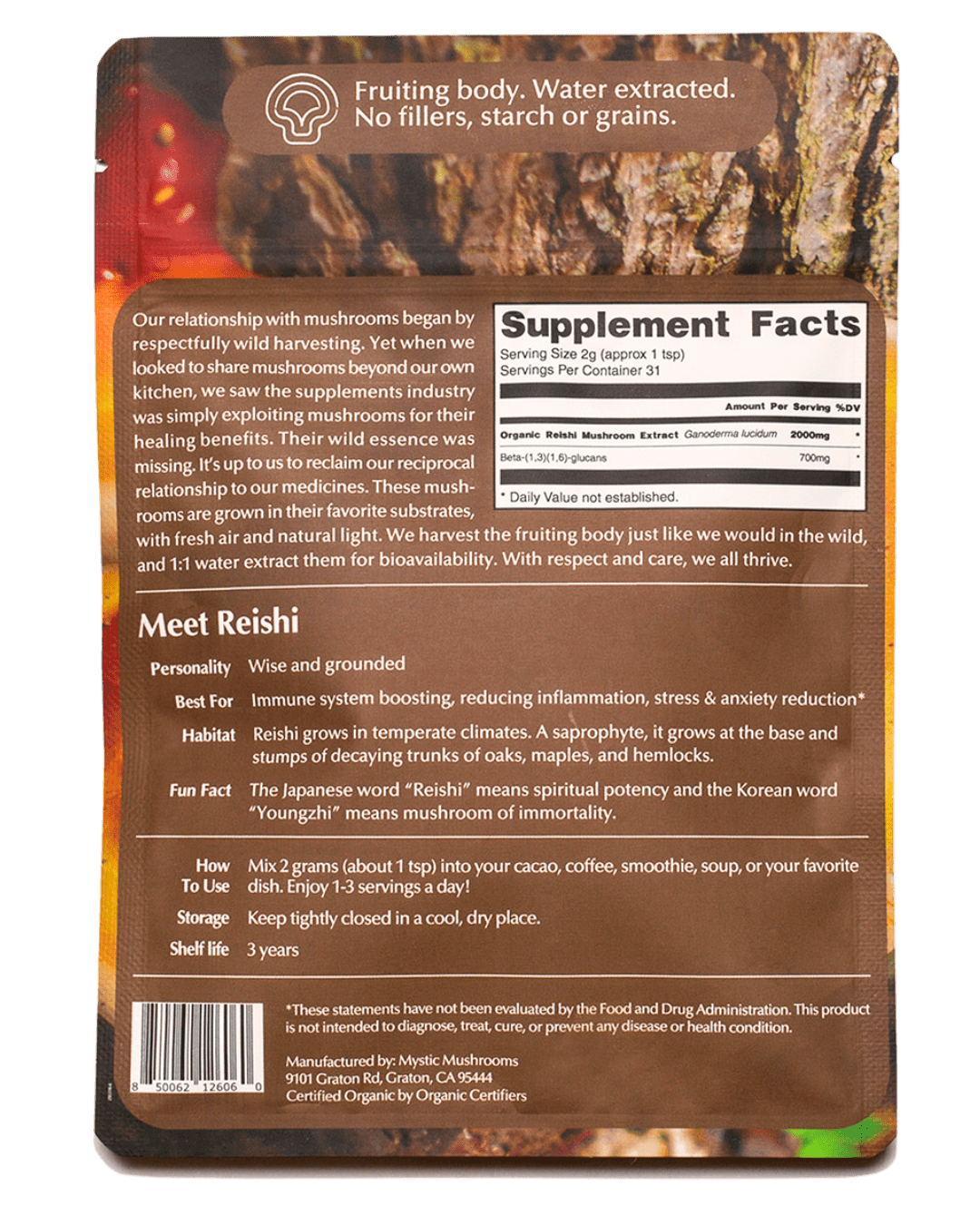 Reishi Herbal Supplements Mystic Mushrooms
