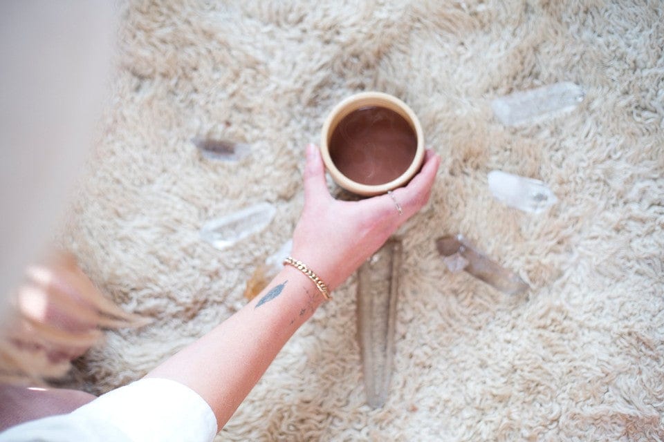 Crystal-infused cacao by Ora Cacao designed for spiritual ceremonies and holistic health