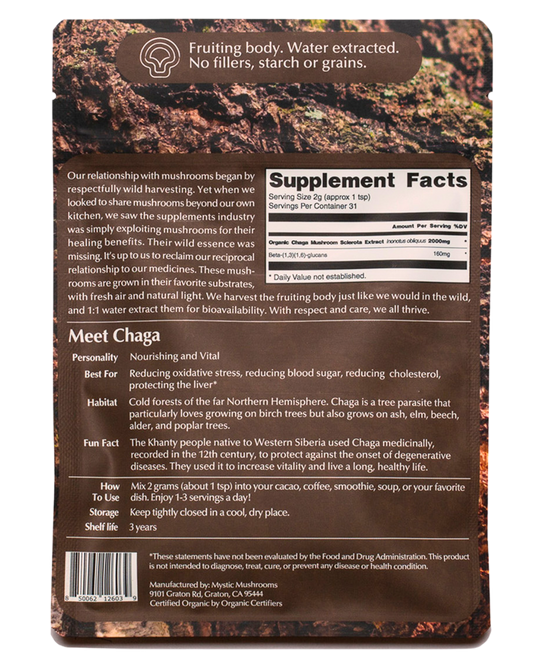 Chaga Herbal Supplements Mystic Mushrooms