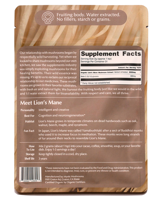 Lion's Mane Herbal Supplements Mystic Mushrooms