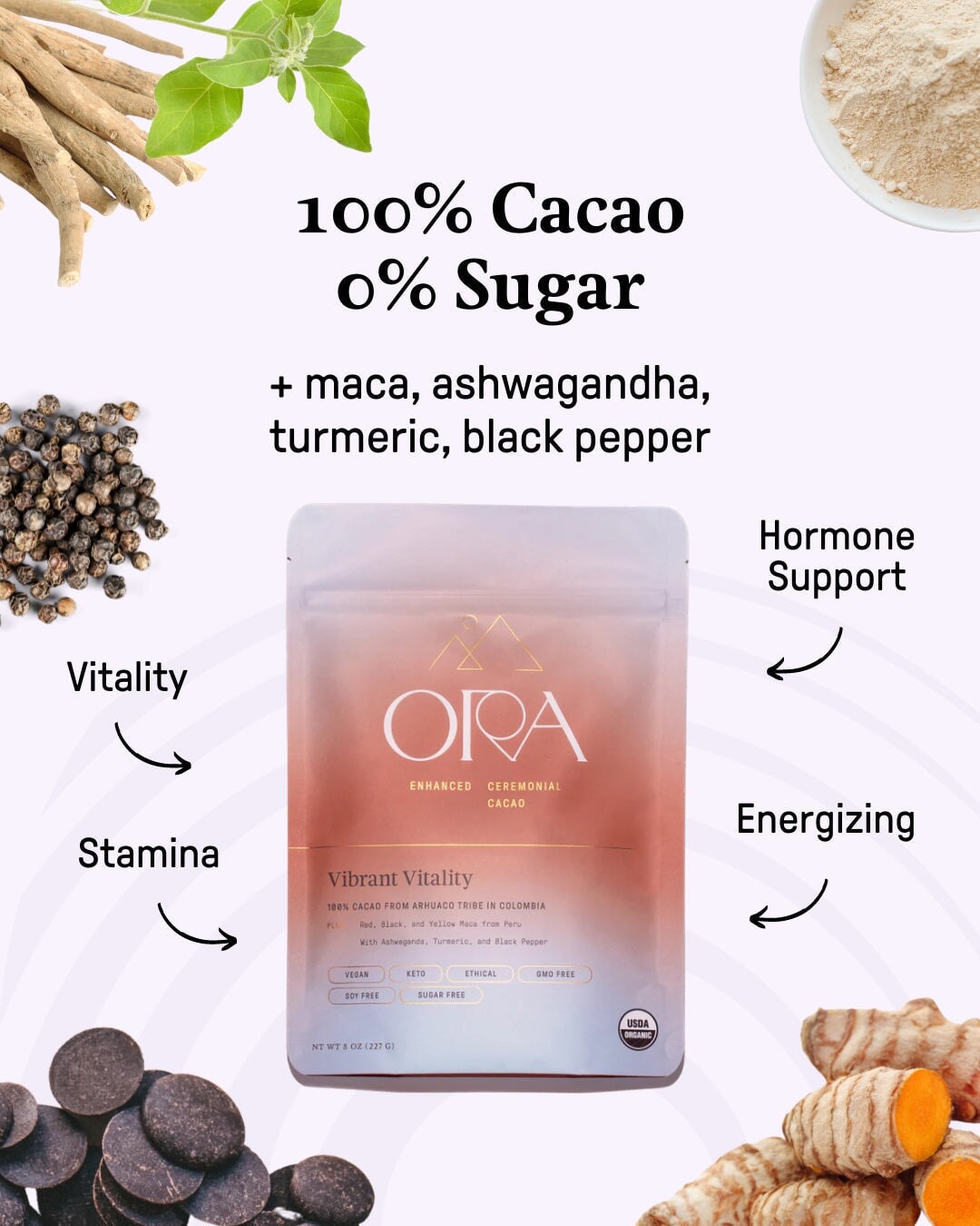 Ora Ceremonial Cacao Vibrant Vitality Graphic